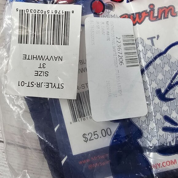 NWT Jr. Swim Color Block Swim Tee Navy/White UPF‎ 50+ Quick Dry 3T - Picture 6 of 8